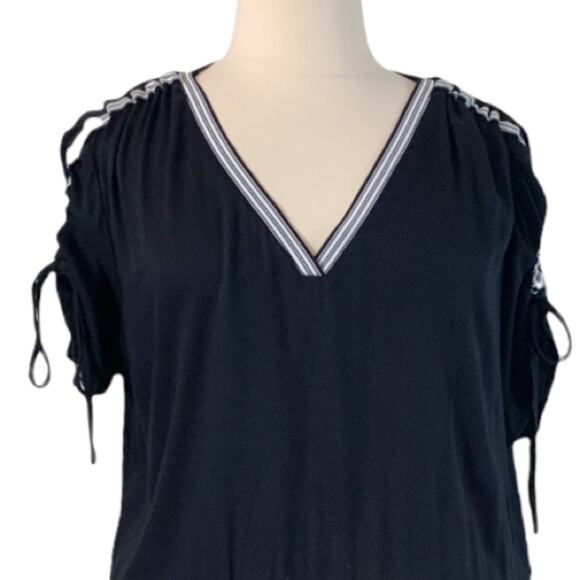 Project Runway Black White Trim Sporty V Neck Romper Women's Size 0X Plus - Picture 5 of 11